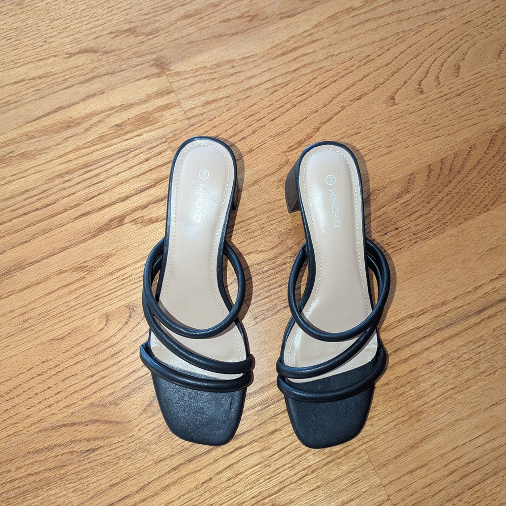 Elegant Black Strappy Heels by Khoko